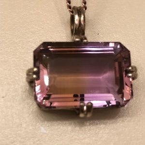 NWOT Sterling Silver Large Ametrine Pendant & Chain
